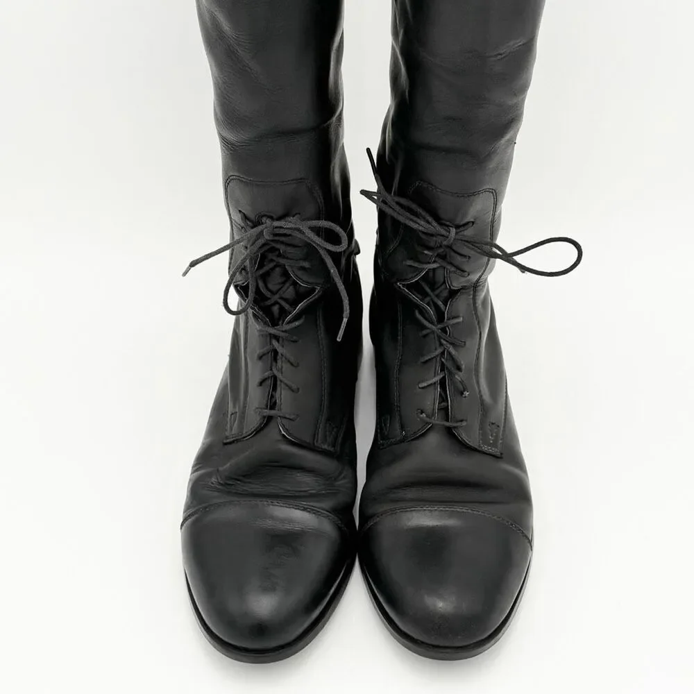 Ariat Heritage Contour Black Leather Field Tall Riding Boots Medium Height Regul